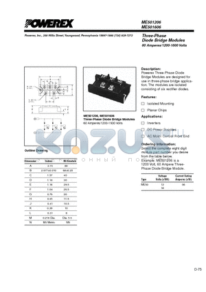 ME501206 datasheet - Three-Phase Diode Bridge Modules (60 Amperes/1200-1600 Volts)