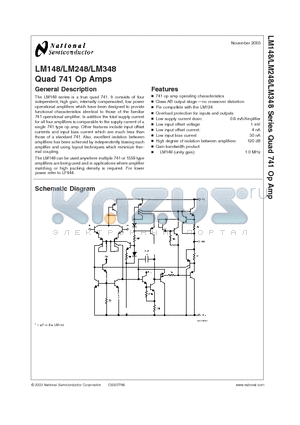 LM148J datasheet - Quad 741 Op Amps LM149 Wide Band Decompensated (AV MIN = 5)