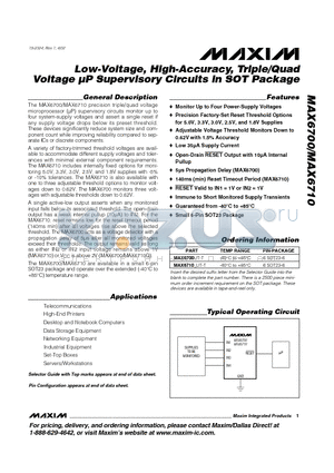 MAX6710_UT-T datasheet - Low-Voltage, High-Accuracy, Triple/Quad Voltage lP Supervisory Circuits in SOT Package