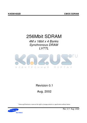 K4S561632D-TC/L60 datasheet - 256Mbit SDRAM 4M x 16bit x 4 Banks Synchronous DRAM LVTTL