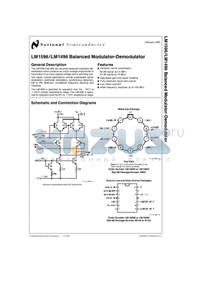 LM1496 datasheet - Balanced Modulator-Demodulator