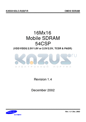 K4S56163LC datasheet - 16Mx16 Mobile SDRAM 54CSP