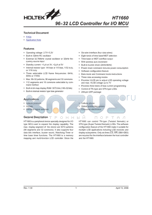 HT1660_06 datasheet - 96x32 LCD Controller for I/O MCU