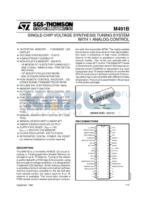 M491B1 datasheet - SINGLE-CHIP VOLTAGE SYNTHESIS TUNING SYSTEM WITH 1 ANALOG CONTROL