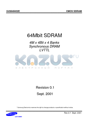 K4S640432E datasheet - 4M x 4Bit x 4 Banks Synchronous DRAM