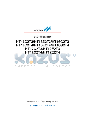 HT16G2T3 datasheet - Operating voltage: 2V ~ 3.6V Output power up to 10dBm