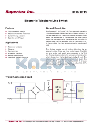 HT18_07 datasheet - Electronic Telephone Line Switch