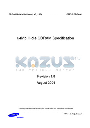 K4S640832H-TL75 datasheet - 64Mb H-die SDRAM Specification 54 TSOP-II with Pb-Free
