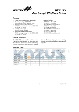 HT201XX datasheet - One Lamp/LED Flash Driver