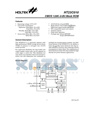 HT23C010 datasheet - CMOS 128Kd 8-Bit Mask ROM