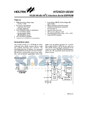 HT24C02 datasheet - 1K/2K/4K-Bit HI2C Interface Serial EEPROM