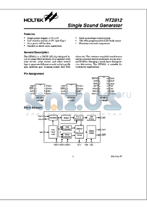 HT2812G datasheet - Single Sound Generator