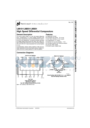 LM161 datasheet - High Speed Differential Comparators