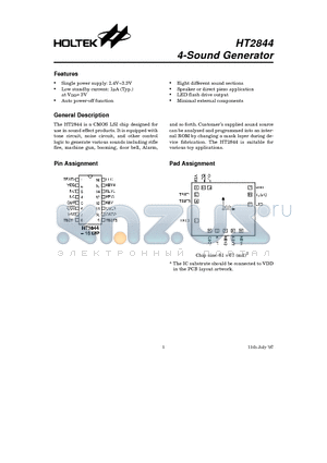 HT2844T datasheet - 4-Sound Generator