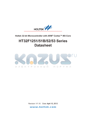 HT32F1252_12 datasheet - Holtek 32-bit Microcontroller with ARM^ Cortex-M3 Core