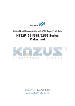 HT32F1253_12 datasheet - Holtek 32-bit Microcontroller with ARM^ Cortex-M3 Core