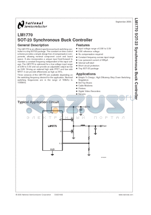 LM1770 datasheet - SOT-23 Synchronous Buck Controller
