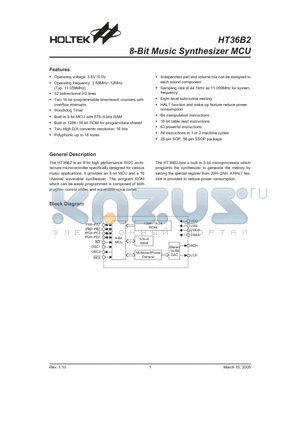 HT36B2 datasheet - 8-Bit Music Synthesizer MCU