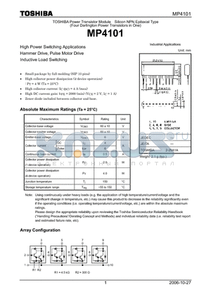 MP4101_07 datasheet - High Power Switching Applications Hammer Drive, Pulse Motor Drive Inductive Load Switching