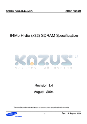 K4S643232H-TC50 datasheet - 64Mb H-die (x32) SDRAM Specification