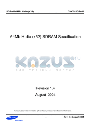 K4S643232H-TL50 datasheet - 64Mb H-die (x32) SDRAM Specification