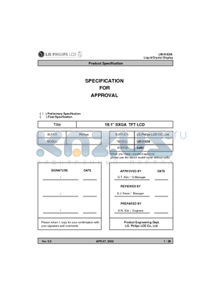 LM181E06 datasheet - SPECIFICATION FOR APPROVAL