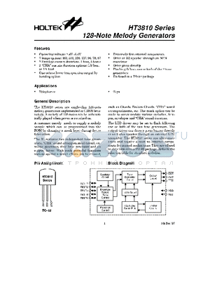 HT3810M datasheet - 128 NOTE MELODY GENERATORS