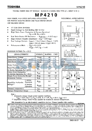 MP4210 datasheet - POWER MOS FET MODULE SILICON N CHANNEL MOS TYPE