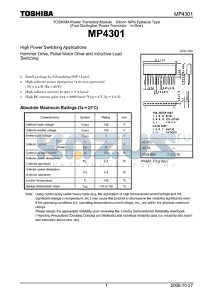 MP4301 datasheet - High Power Switching Applications Hammer Drive, Pulse Motor Drive and Inductive Load Switching