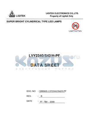 LVY2340/S42/H-PF datasheet - SUPER BRIGHT CYLINDRICAL TYPE LED LAMPS