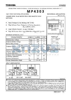 MP4303 datasheet - N CHANNEL MSO TYPE (HIGH POWER HIGH SPEED SWITCHING APPLICATIONS HAMMER DRIVE, PULSE MOTOR DRIVE AND INDUCTIVE LOAD SWITCHING)