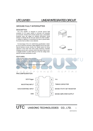 LM1851 datasheet - GROUND FAULT INTERRUPTER