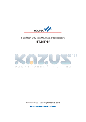 HT45F12 datasheet - 8-Bit Flash MCU with Op Amps & Comparators