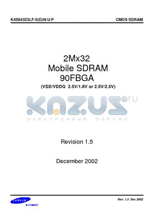 K4S64323LF-DN1H-PB datasheet - 2Mx32 Mobile SDRAM 90FBGA