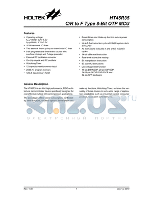 HT45R35_10 datasheet - C/R to F Type 8-Bit OTP MCU