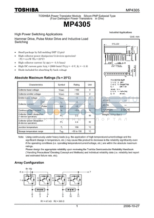 MP4305_07 datasheet - High Power Switching Applications Hammer Drive, Pulse Motor Drive and Inductive Load Switching