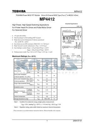 MP4412 datasheet - Silicon N Channel MOS Type (Four L2-pi-MOSV inOne)