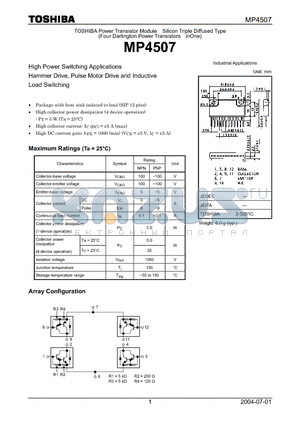 MP4507_07 datasheet - High Power Switching Applications Hammer Drive, Pulse Motor Drive and Inductive Load Switching