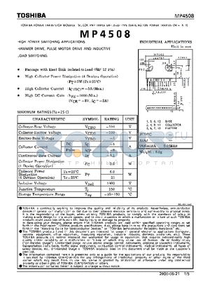 MP4508 datasheet - POWER TRANSISTOR MODULE SILICON PNP TRIPLE DIFFUSED TYPE