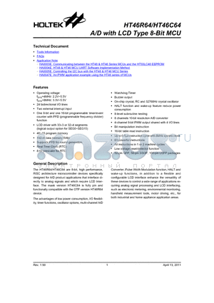 HT46C64_11 datasheet - A/D with LCD Type 8-Bit MCU