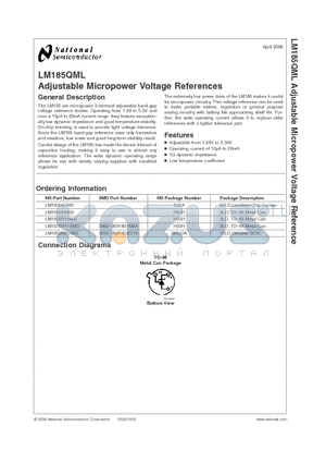 LM185BYH-SMD datasheet - Adjustable Micropower Voltage References