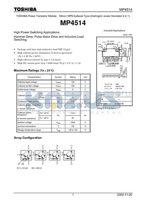 MP4514 datasheet - Power Transistor Module Silicon NPN Epitaxial Type