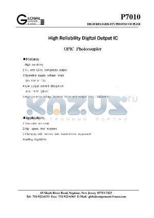 P7010 datasheet - High Reliability Digital Output IC