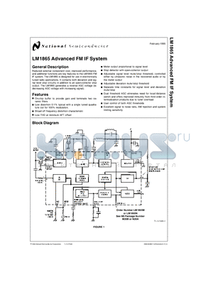 LM1865M datasheet - Advanced FM IF System