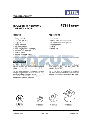 P7101-3225-100KT datasheet - MOULDED WIREWOUND CHIP INDUCTOR