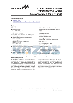 HT46R01N datasheet - Small Package 8-Bit OTP MCU