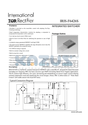 IRIS-F6426S datasheet - INTEGRATED SWITCHER