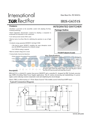 IRIS-G6351S datasheet - INTEGRATED SWITCHER