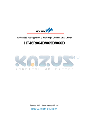 HT46R064D datasheet - Enhanced A/D Type MCU with High Current LED Driver