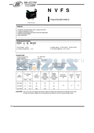 NVFSA15DC24V datasheet - Small size and light weight. Heavy contact load (30A)